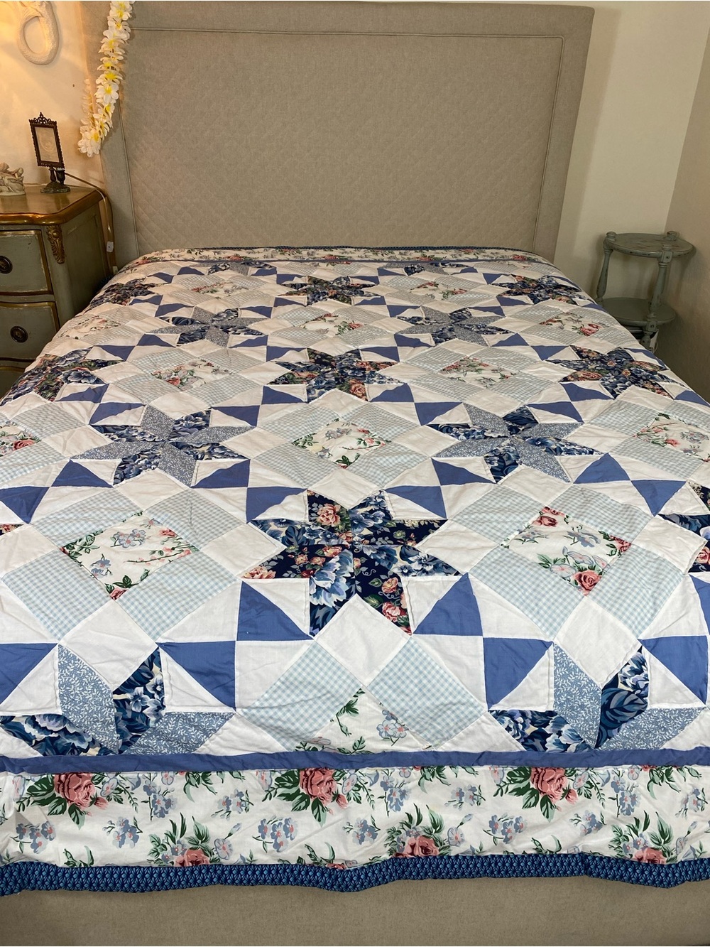 Mainstays Blue and White Floral Patchwork Quilt
